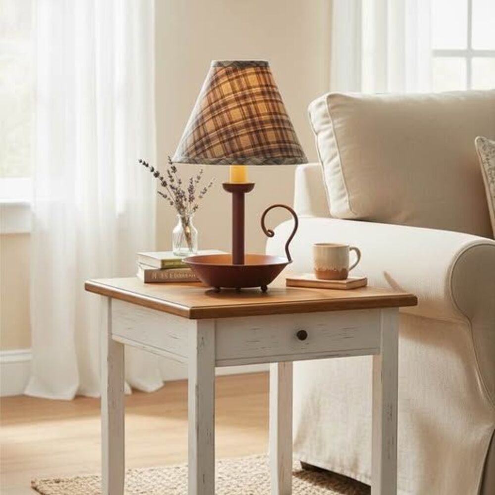 Farmhouse Primitive Chamberstick Accent Table Lamp 17 Inch